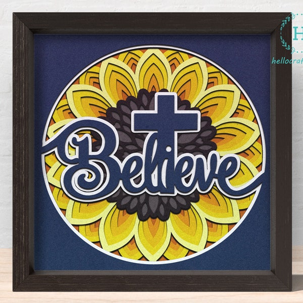3D SUNFLOWER BELIEVE Svg, Religious Shadow Box - Cricut Files, Cardstock, Silhouette Files - HelloCrafterSvg 3D SUNFLOWER BELIEVE Svg, Religious Shadow Box - Cricut Files, Cardstock, Silhouette Files - HelloCrafterSvg