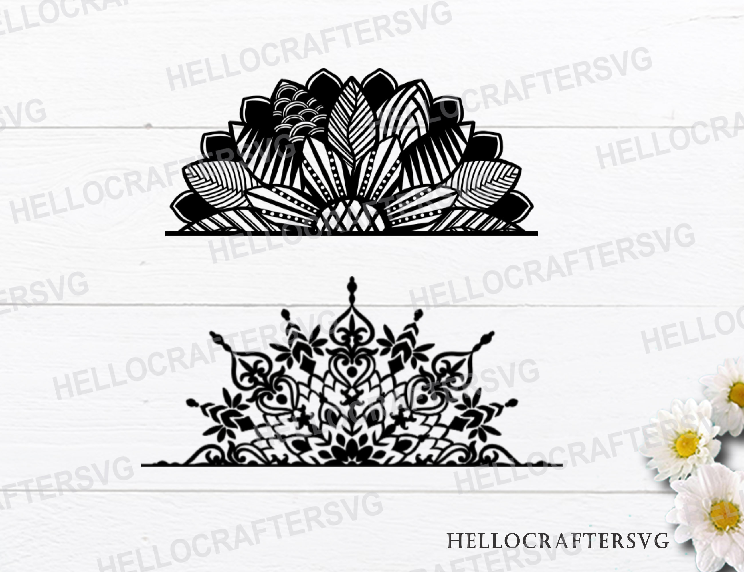 Mandala SVG HALF MANDALA Svg Bundle Sunflower Svg Bundle - Etsy
