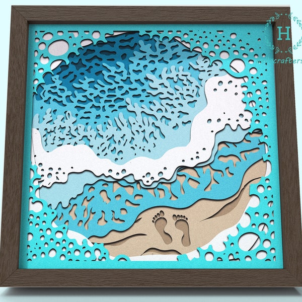 3D BEACH Svg, Seashore BEACH Shadow Box Svg - Cricut Files, Cardstock Svg, Silhouette Files - HelloCrafterSvg