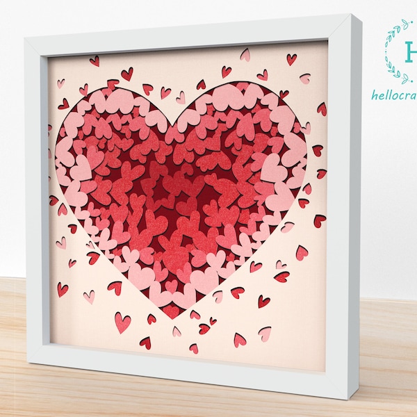 3D Valentine Candy Heart Svg, VALENTINE HEART SVG, Shadow Box Svg - Cricut Files, Cardstock Svg, Silhouette Files - HelloCrafterSvg