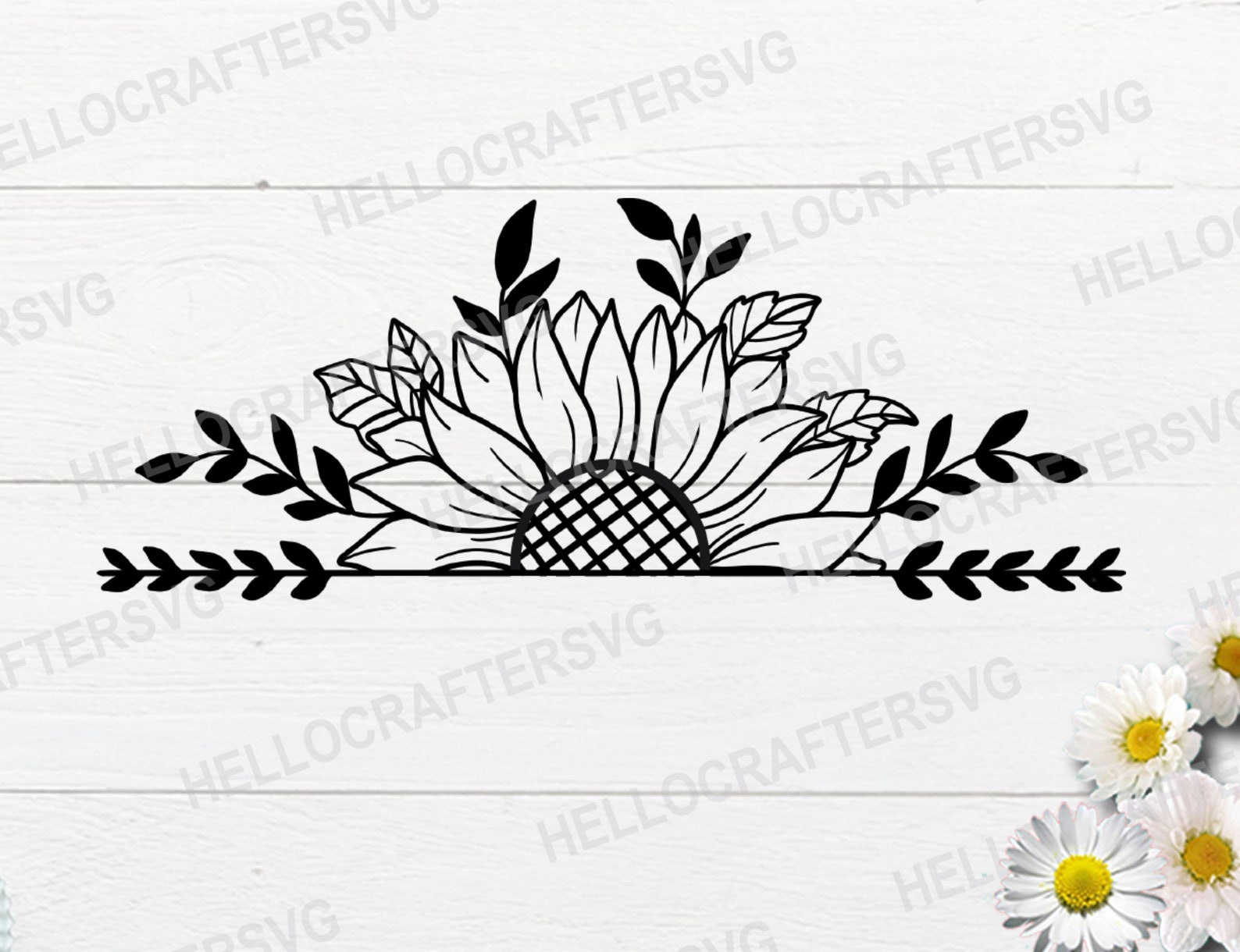 SUNFLOWER SVG Half Sunflower Svg Split Sunflower Svg - Etsy