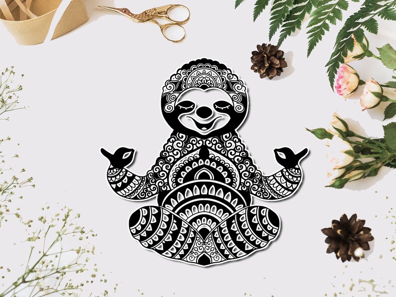 Download Sloth svg Yoga Sloth mandala svg Sloth svg for cricut and ...