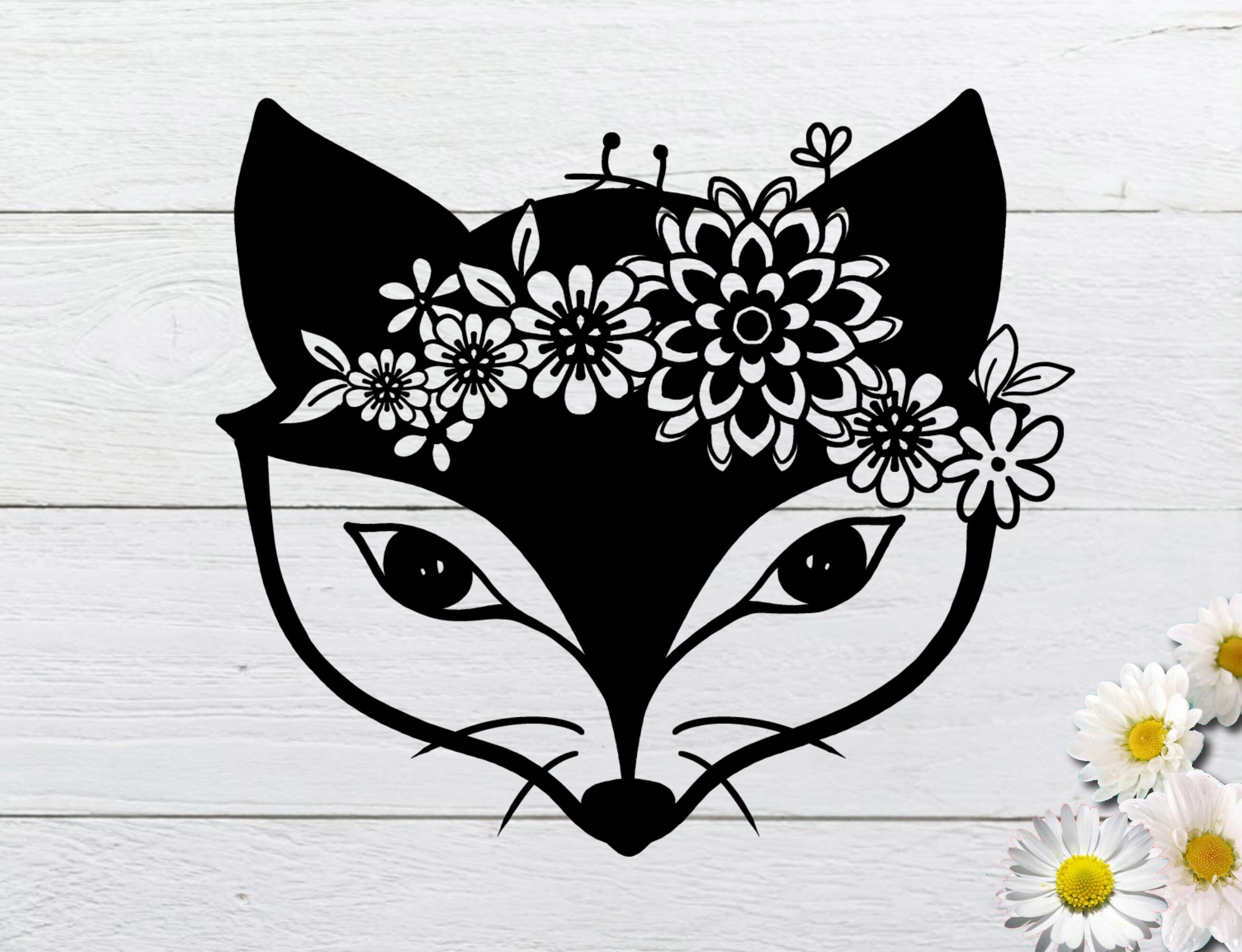 Floral Fox Head Svg Fox Svg Fox Cut File Fox Mandala Svg Etsy 