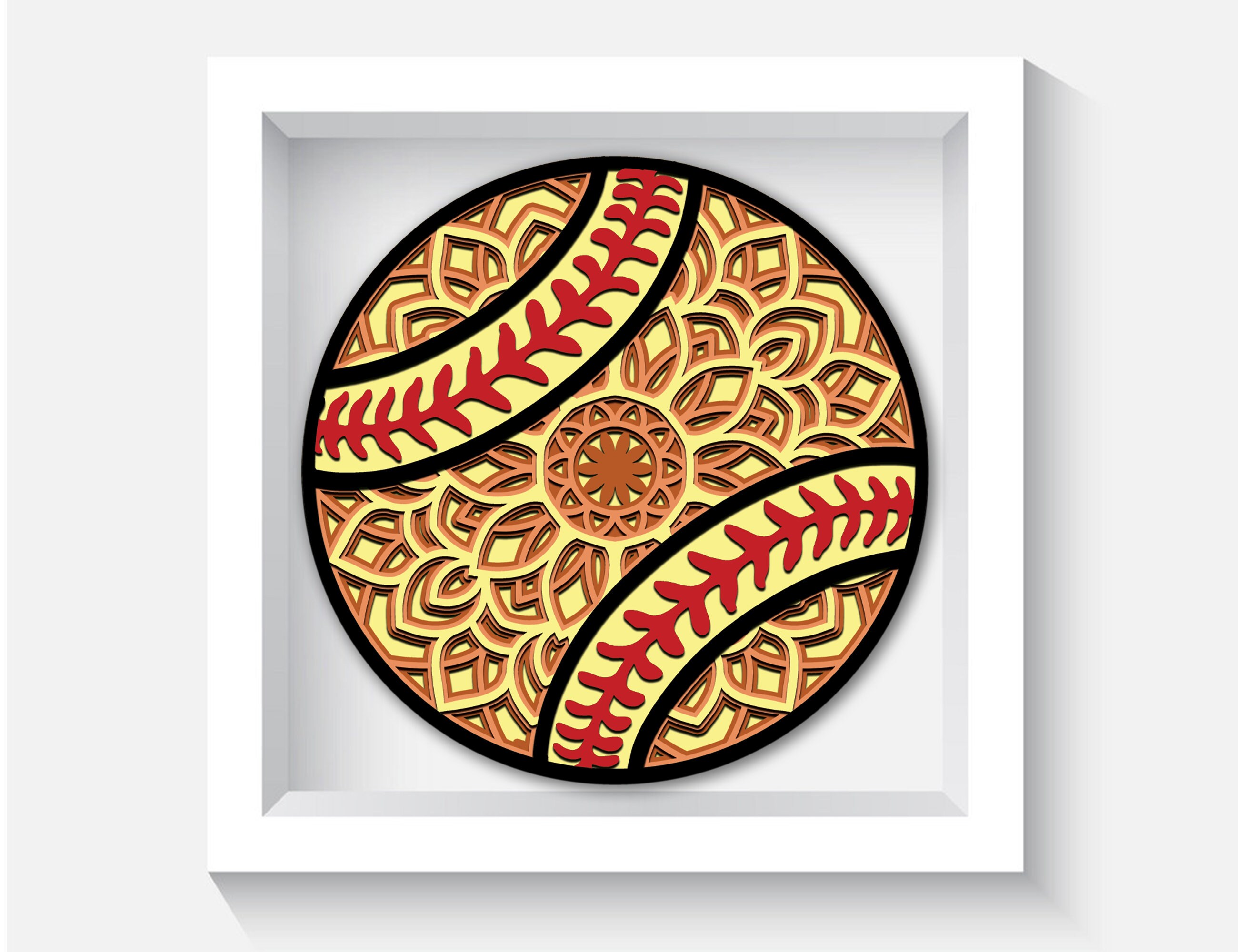 Softball Layered SVG Softball Shadow Box Cricut Svg 3d Etsy