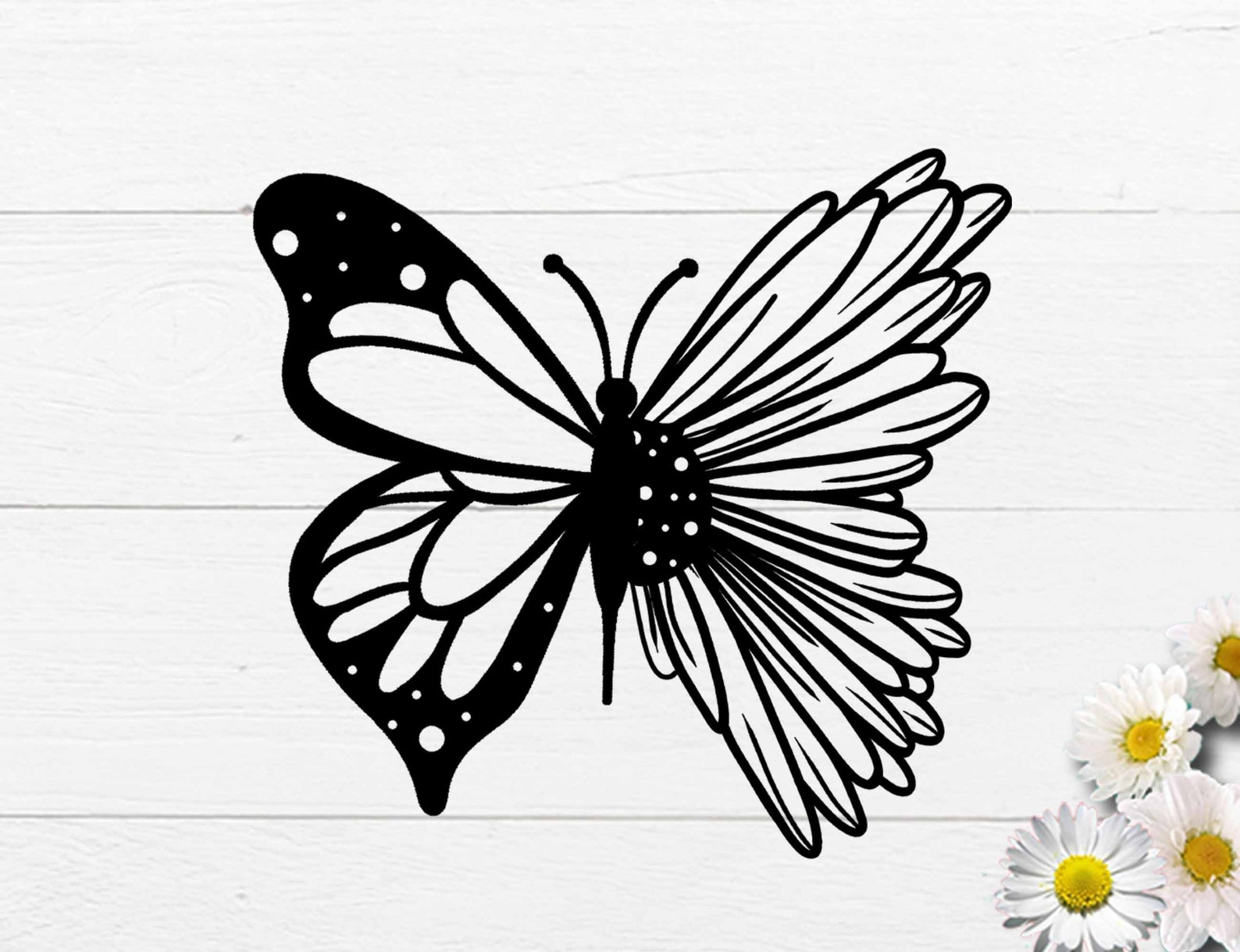 Half sunflower butterfly svg half sunflower svg half image 1.