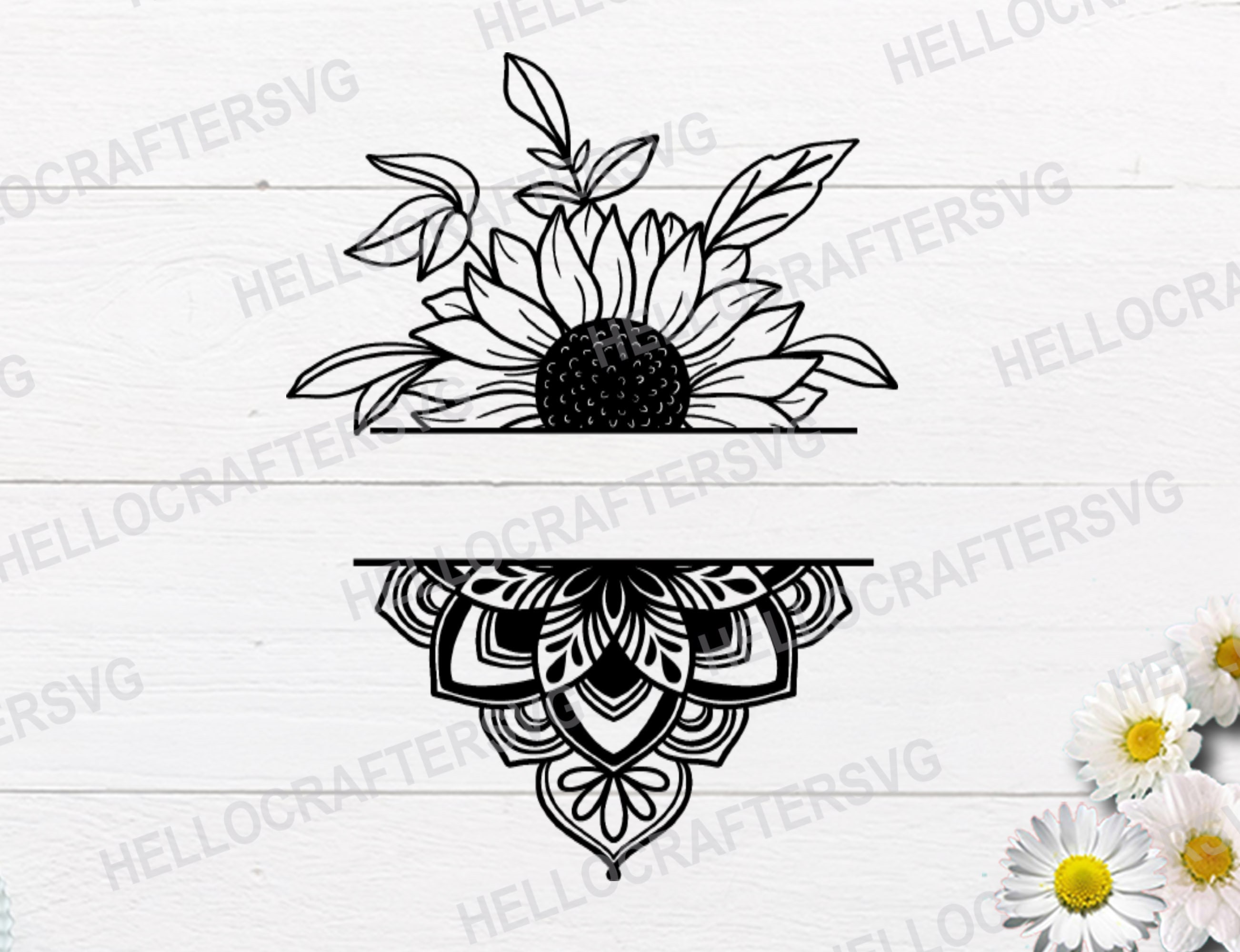 Download Half sunflower svg Half mandala SVG half sunflower mandala | Etsy