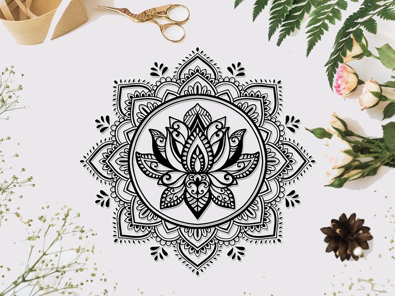 Download Clip Art Art Collectibles Meditation Svg Cut File Cricut Silhouette Lotus Mandala Svg Hand Drawn Lotus Yoga File Lotus Svg