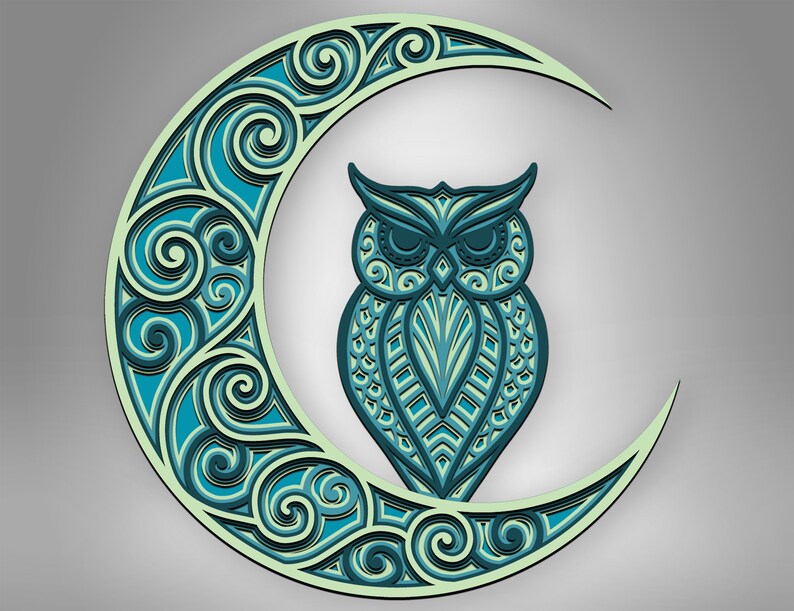 Download Owl On Moon Layered Svg Laser Cut Files Multilayer Cricut Mandala Svg Glowforge Files 3d Owl On Moon Shadow Box Cricut Svg Clip Art Image Files Papercraft Christinegz Com