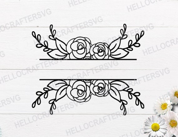 Download Flower Border Svg Floral Split Monogram Svg Floral Corner Etsy