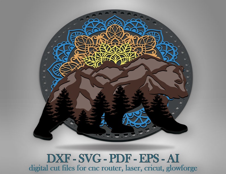 Download Mountain Bear Layered Svg 3d Mountain Bear Sign Svg Laser Cut Files Multilayer Bear Mandala Svg Mandala Bear Shadow Box Svg Clip Art Image Files Craft Supplies Tools Vermontorganics Com