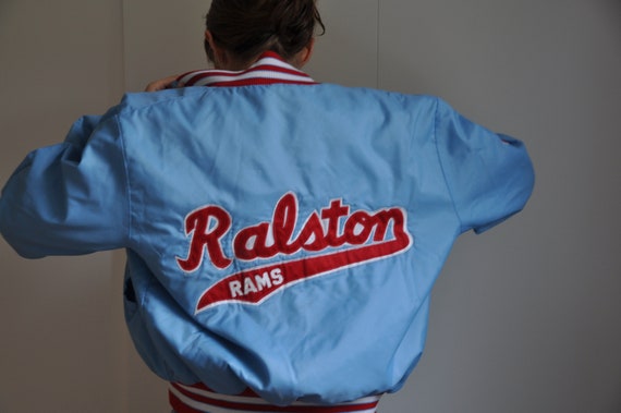 vintage 90s COLLEGE Bomber jacket Columbia Rams ov