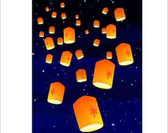 Lanterns -  Themed Bedroom Wall Vinyl Sticker / Decals - 282