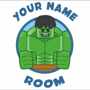 CUSTOM HULK Name Sticker - personalised room/door sticker - 210mm X 297mm - 103