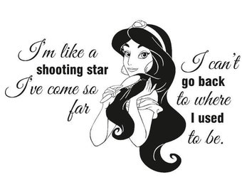 Disney Princess Jasmine lyric wall / cupboard sticker - SML - 222