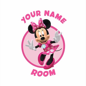 CUSTOM MINNIE MOUSE Wall Sticker - Personalised With Your Name - Various Colours Available - Door sign - 182