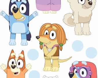 88 x BLUE DOG & FRIENDS Sticker Set - Kids Cartoon Themed Wall Stickers