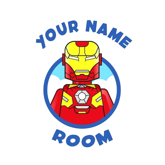 Door Sign Full Colour Decal Marvel Lego Super Hero’s Personalised Name Sticker