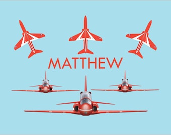 RED ARROWS Personalised - Wall Stickers - Planes Aerobatic team - 480