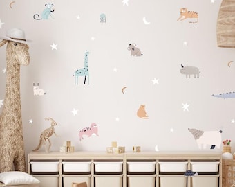 80x ANIMAL STICKER SET - Zoo/Jungle Themed Wall Stickers