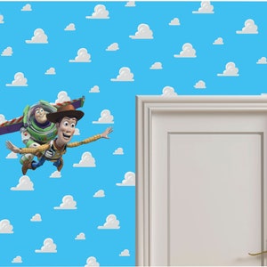 Buzz Lightyear and Woody flying Wall Sticker Large 590mm x 360mm Cut to Shape SKU 385 image 2