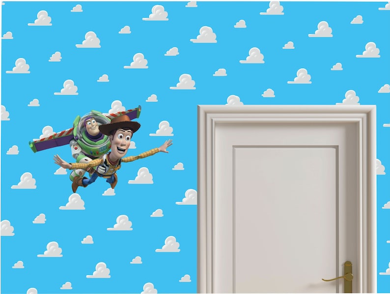 Buzz Lightyear and Woody flying Wall Sticker Large 590mm x 360mm Cut to Shape SKU 385 image 2