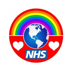 NHS NON PROFIT - Red Rainbow Sticker - 190mm x 190mm size - 72