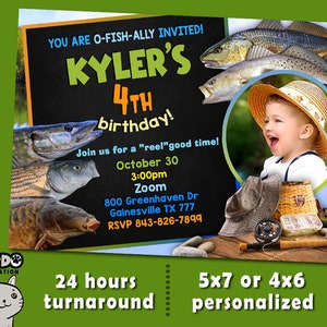 Fishing Birthday Invitation,O-Fish-ally one invited, Big Mouth Bass Invitations,Retirement Invitation,fisherman invitation
