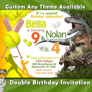 Custom Sibling Birthday Invitation: Dual Theme (Digital)