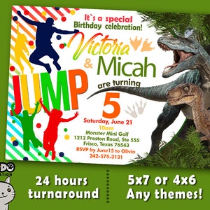 Custom Boy Girl Birthday Invitation, Sibling or Twin Party, Any theme available, Double Birthday Invitation, Digital File