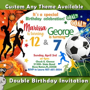 Custom Sibling Birthday Invitation: Dual Celebration (Digital)