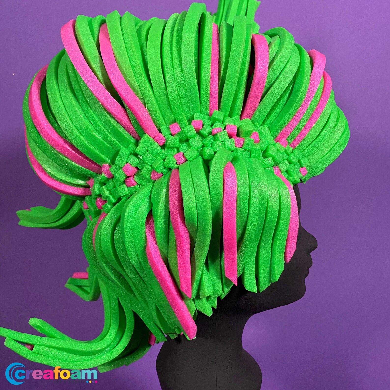 Pink and Green foam wig Etsy