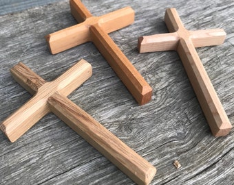 Lovely Little Handcrafted Wooden Clutch Cross Crucifix - Welsh Oak - Maple - Cherry