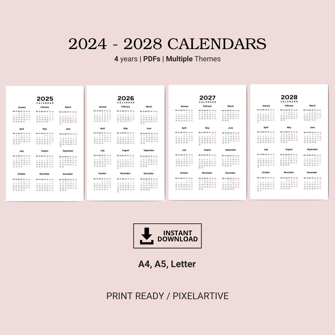 Printable 2025, 2026, 2027, 2028 Calendar, Portrait, A4, A5, Letter, Printable Calendar, 2025 Calendar, 2026 Calendar, 2027 Calendar, 2028 - Etsy printable-2025-2026-2027-2028-calendar-portrait-a4-a5-letter-printable-calendar-2025-calendar-2026-calendar-2027-calendar-2028-etsy
