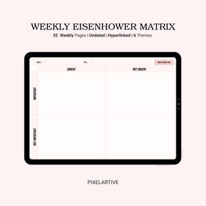 Weekly Eisenhower Matrix Planner | Digital Format for Task Management | Landscape Orientation | Instant Download PDF