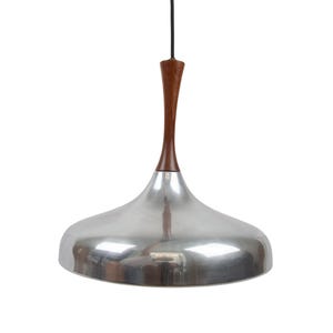Scandinavian Pendant - Brushed Steel and Rosewood