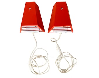 Elidus - 1970s Swedish Design Lamp - Pair Of Red Midcentury Lamps