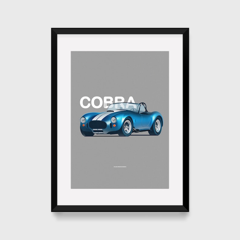 Get your favorite muscle car illustration poster. The best gift for car enthusiast 1967 Shelby Cobra 427 SC Roadster matte poster