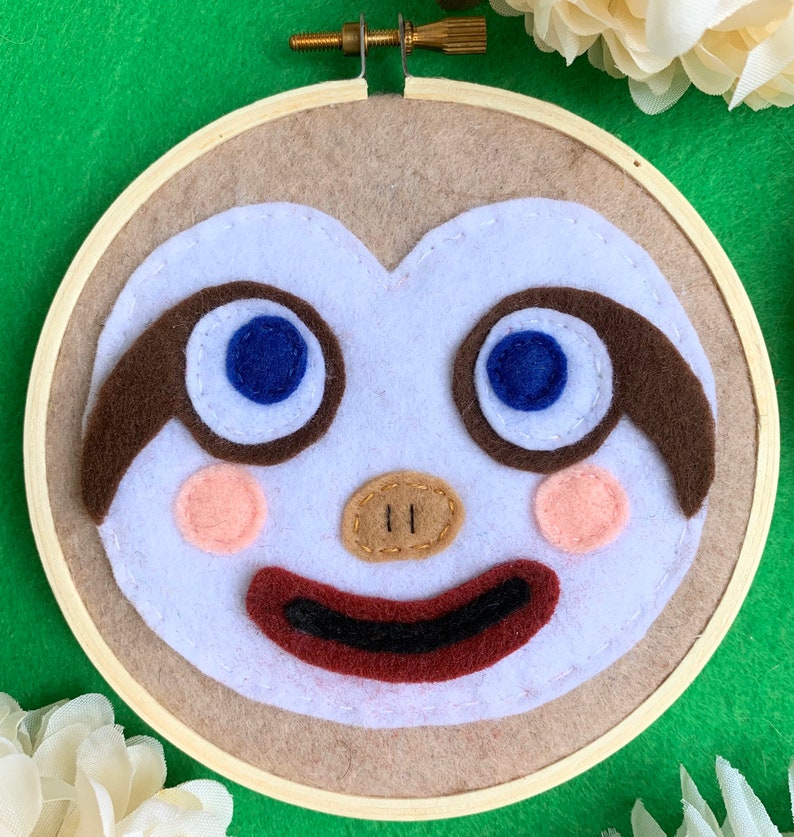 Leif Animal Crossing Felt Embroidery Face Fiber Arts Art & Collectibles  