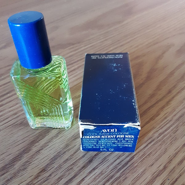 Avon COOL SAGE Cologne Mini for Men .5 oz FULL, Never Used, Mint in Box, Vintage 1970s