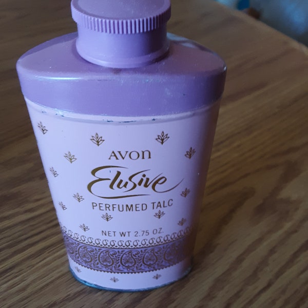 FULL Avon ELUSIVE Perfumed Talc (Body Powder) Net Wt. 2.75 oz. Full, Discontinued, Vintage 1970s, vHTF