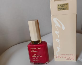 NOS Avon FLIRTATIOUS RED Color Last Plus Nail Enamel (Polish), Mint in Box, Never Used, Discontinued, Vintage 1980s, Nice Gift