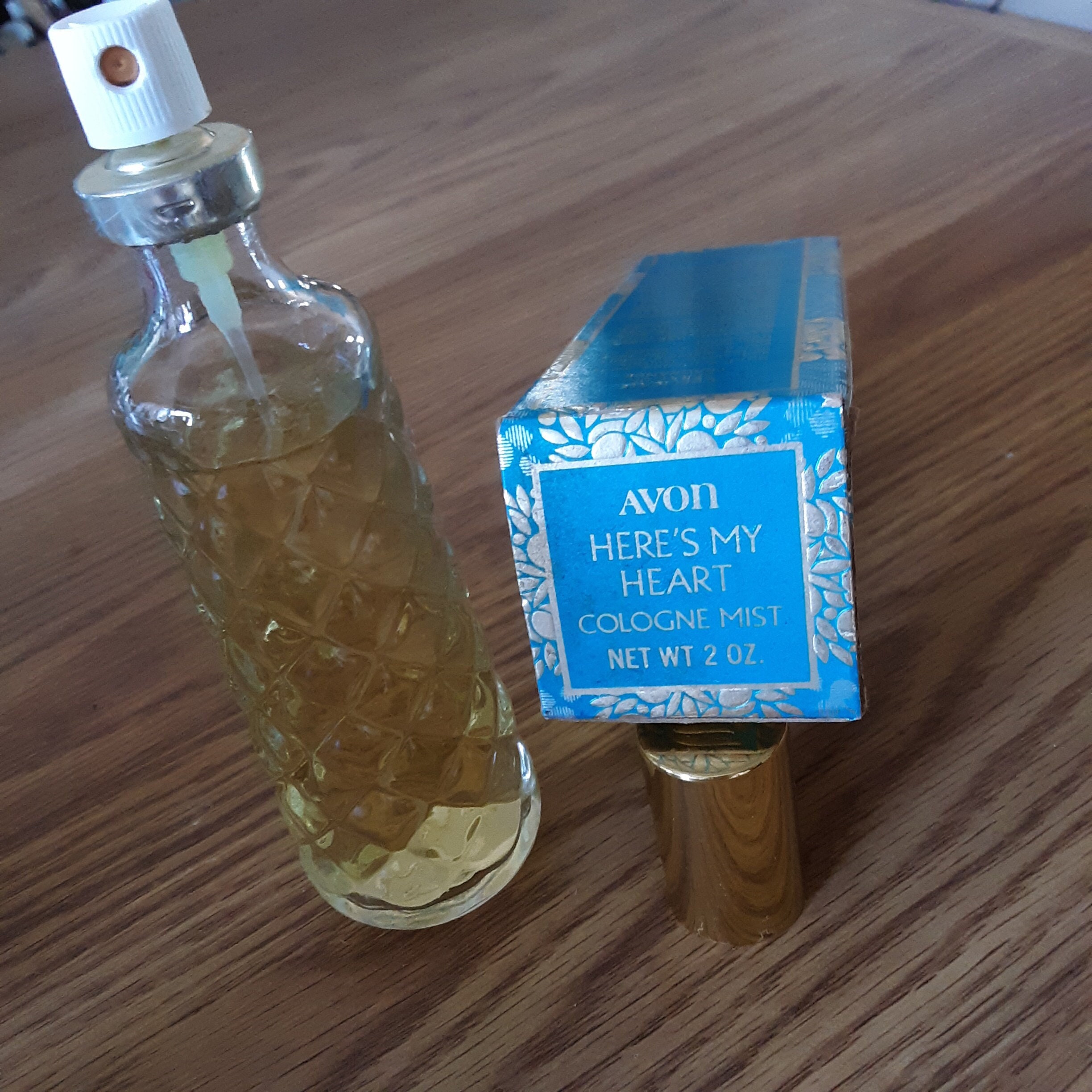 Avon HERE'S MY HEART Cologne Mist (Spray) 2 oz Net Wt Full, Never Used, Mint In Box, Discontinued, Vintage 1970s or 1980s vHTF