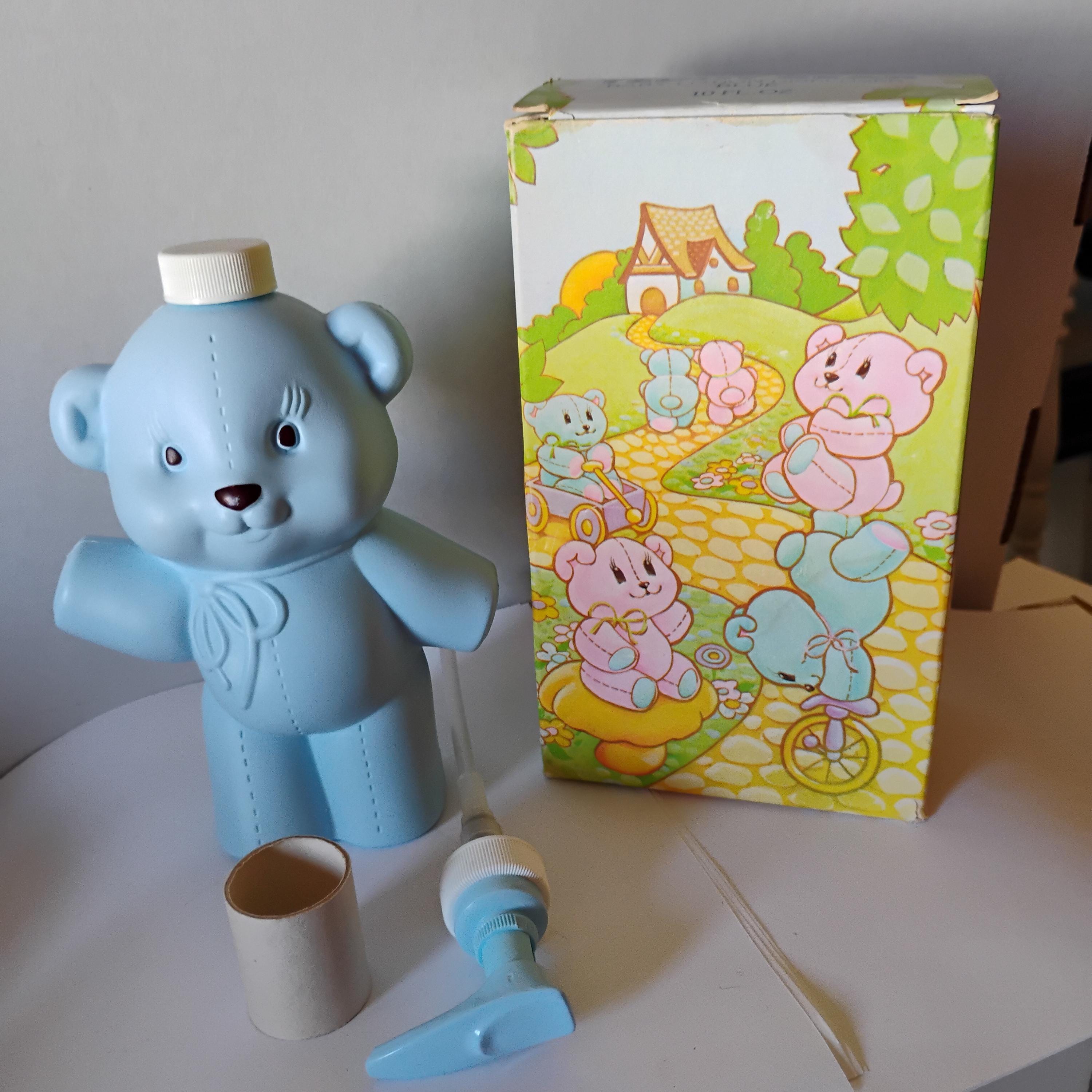 Avon Blue Teddy Bear Lotion Dispenser, Full 10 Oz., Mint in Box