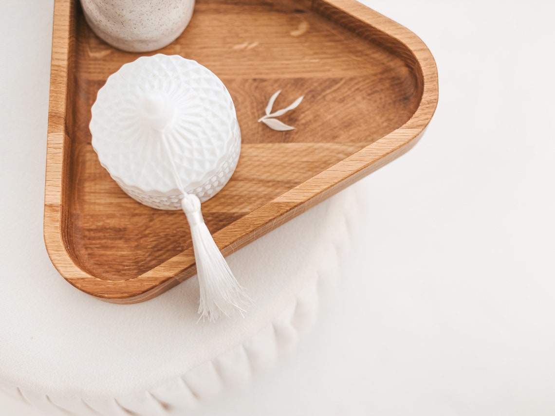 Handmade Wooden Deep Triangle Shaped Tray for a Coffee Table Etsy