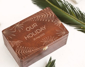 Redwood Andenken Box, Erinnerungstruhe für Urlaub oder Flitterwochen Andenken, einzigartiges Hochzeitsgeschenk, Flitterwochen Erinnerungen, ideales Jahrestagsgeschenk