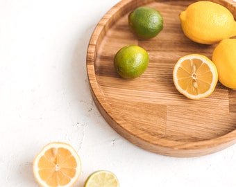 Natural hardwood oak deep fruit bowl, catch all tray perfect for the kitchen and the entryway rustic decorations| Housewarming gift idea