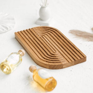 Handmade wooden sand dune inspired tray for your perfume, homes scents, candles, vases| Sustainable natural housewarming gift for newlyweds