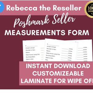 Poshmark Seller Printable Wipe off Measurements Form Plain White Save ...
