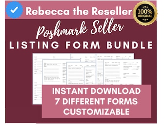 Poshmark Seller Listing Form Bundle: 7 Customizable Templates (Digital Download)