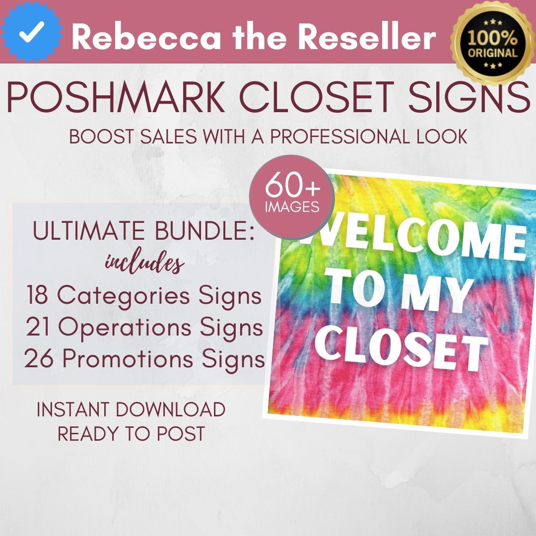 Poshmark Closet Signs Bundle 60 Images Tie Dye Theme Professionally